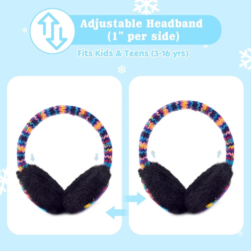 SEDUXI Kids Winter Ear Muffs with Gloves Set - Plush Knit Earmuffs & Mittens, Adjustable Soft Ear Warmers for Boys Girls 3-16 Years - Image 3